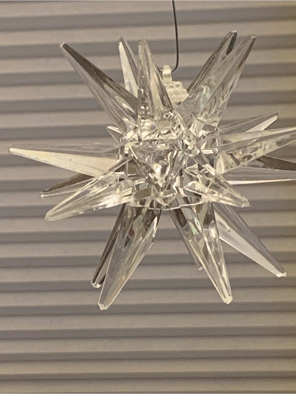 Vintage Set of 3 Clear Acrylic Moravian “Sputnik” Star Hanging Ornaments